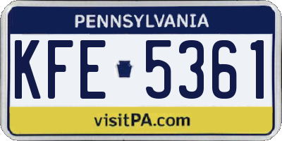 PA license plate KFE5361