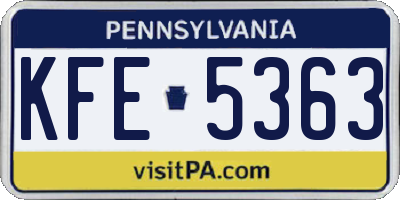 PA license plate KFE5363