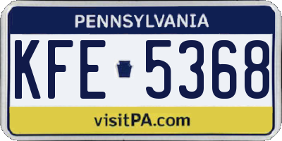 PA license plate KFE5368