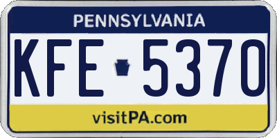 PA license plate KFE5370