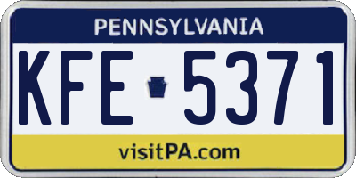 PA license plate KFE5371