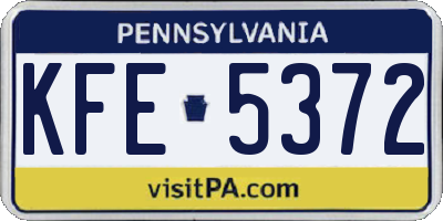 PA license plate KFE5372