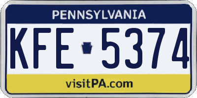 PA license plate KFE5374