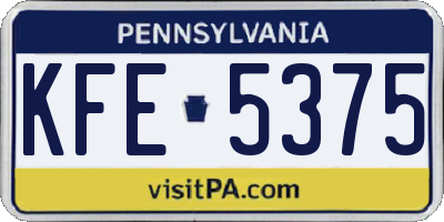 PA license plate KFE5375