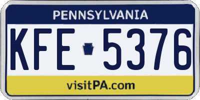 PA license plate KFE5376