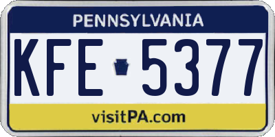 PA license plate KFE5377