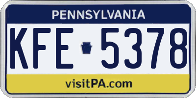 PA license plate KFE5378
