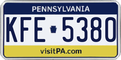 PA license plate KFE5380
