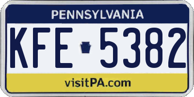 PA license plate KFE5382