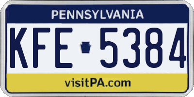 PA license plate KFE5384