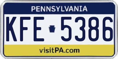 PA license plate KFE5386