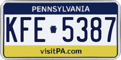 PA license plate KFE5387