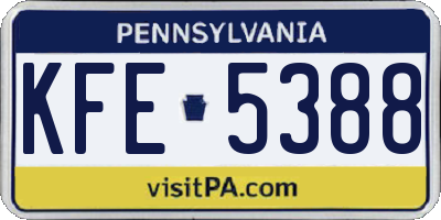 PA license plate KFE5388