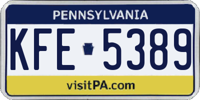 PA license plate KFE5389