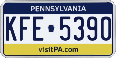 PA license plate KFE5390