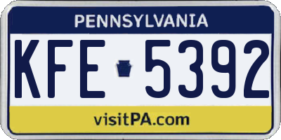 PA license plate KFE5392