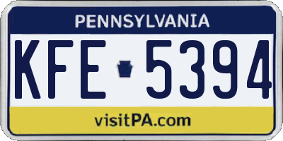 PA license plate KFE5394