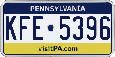 PA license plate KFE5396