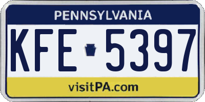 PA license plate KFE5397