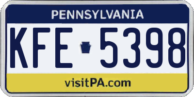 PA license plate KFE5398