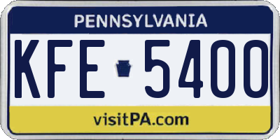 PA license plate KFE5400