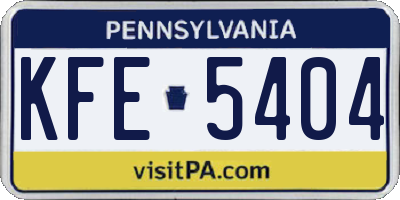PA license plate KFE5404