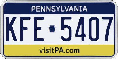 PA license plate KFE5407