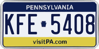 PA license plate KFE5408