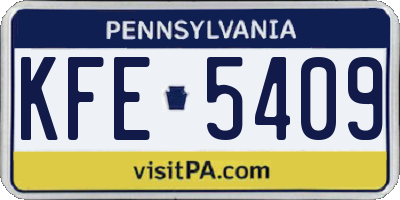 PA license plate KFE5409