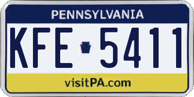 PA license plate KFE5411