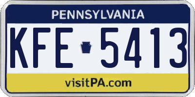 PA license plate KFE5413