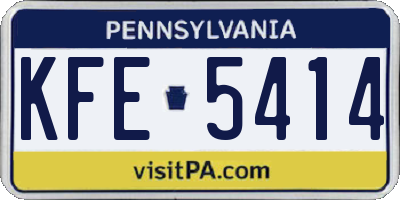 PA license plate KFE5414