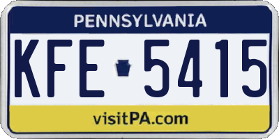 PA license plate KFE5415