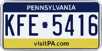 PA license plate KFE5416