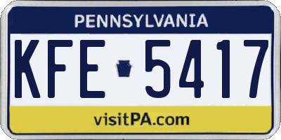 PA license plate KFE5417