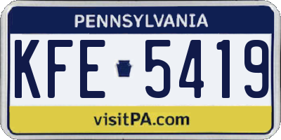 PA license plate KFE5419