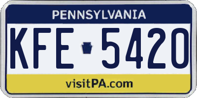 PA license plate KFE5420