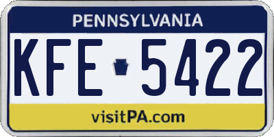 PA license plate KFE5422
