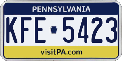 PA license plate KFE5423