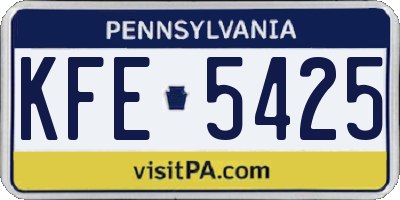 PA license plate KFE5425