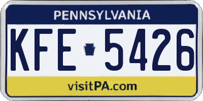PA license plate KFE5426