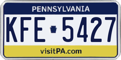 PA license plate KFE5427