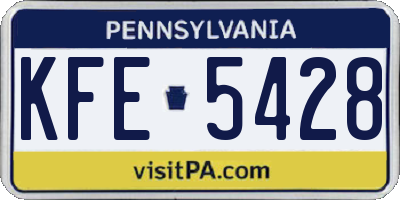 PA license plate KFE5428