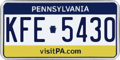 PA license plate KFE5430