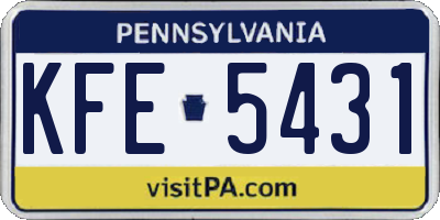 PA license plate KFE5431