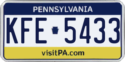 PA license plate KFE5433