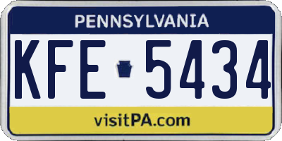 PA license plate KFE5434