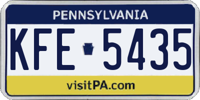 PA license plate KFE5435