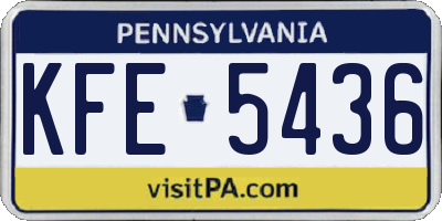 PA license plate KFE5436
