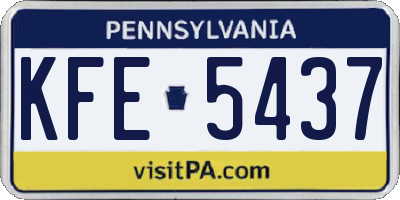 PA license plate KFE5437